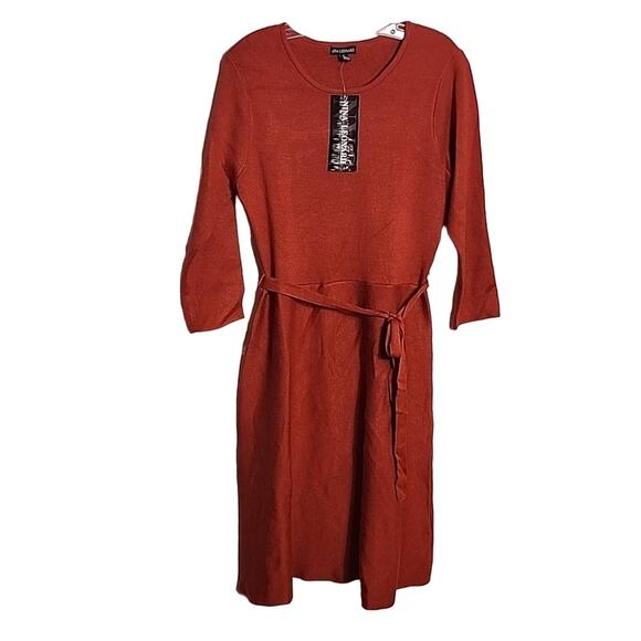 Nina Leonard Pumpkin Spice Belted Sweater Dress, NWT, Small - Picture 1 of 6